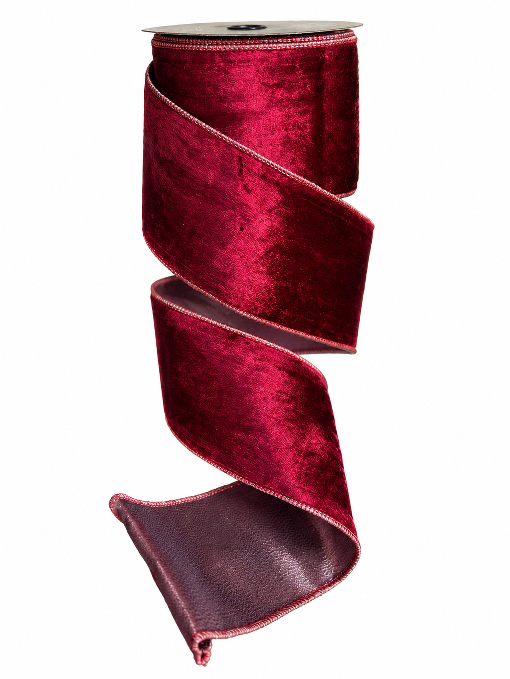 Velvet Metallic Dupion Fused Burgundy 4inch -10 yard