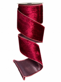 Velvet Metallic Dupion Fused Burgundy 4inch -10 yard