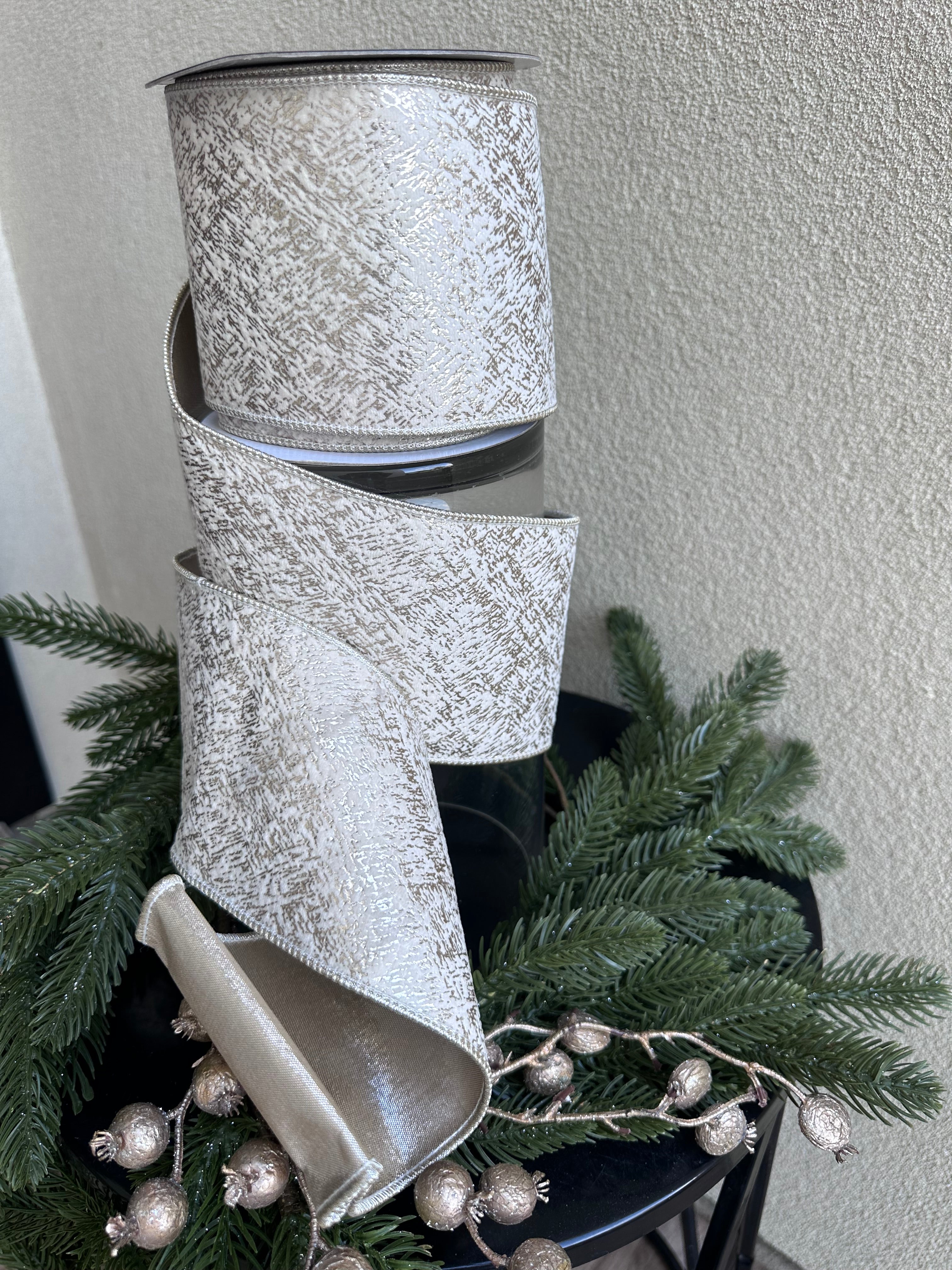 Ivory Champagne Printed 4 inch 10 yard