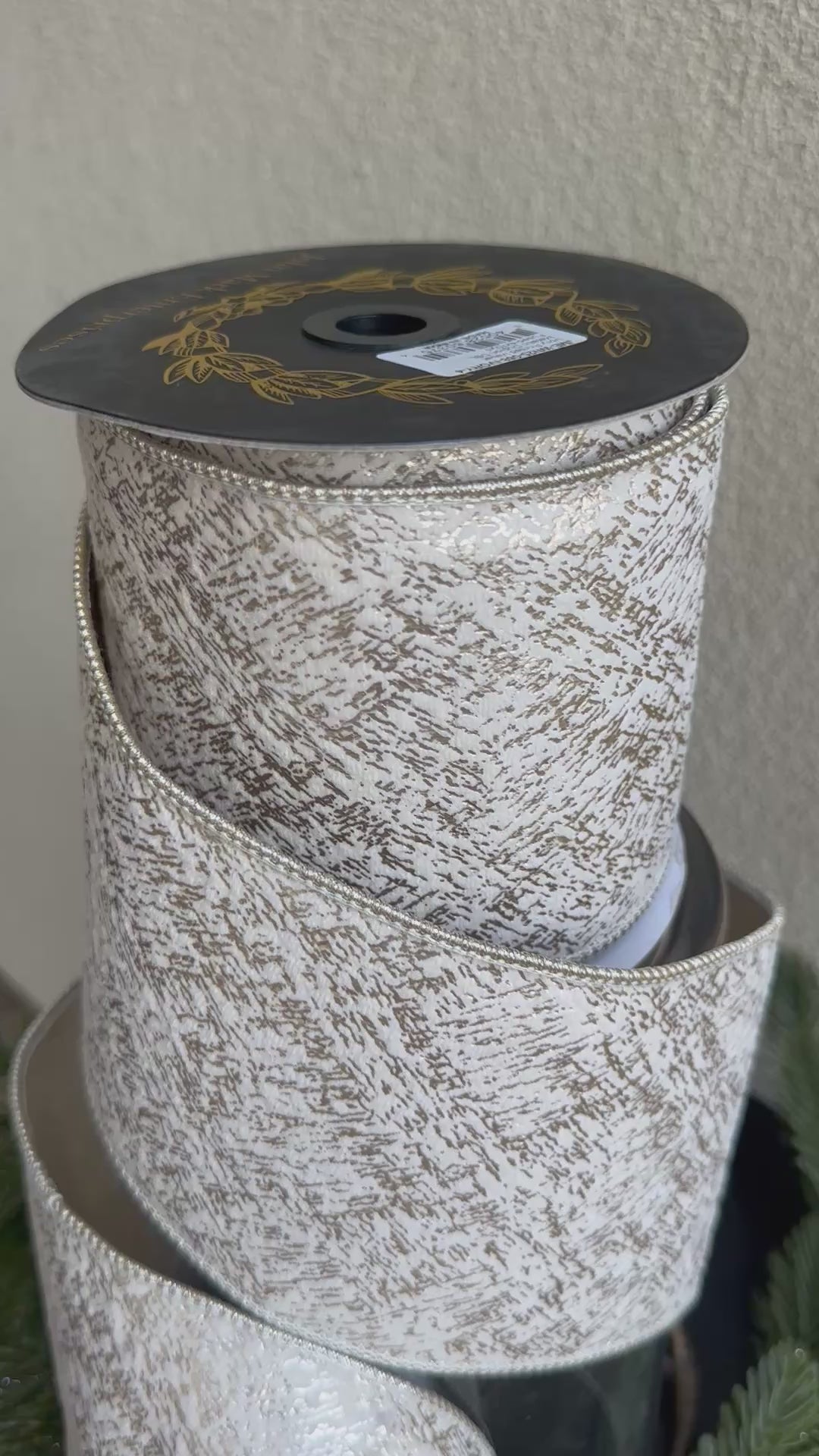 Ivory Champagne Printed 4 inch 10 yard